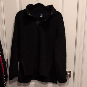 Cozy Black Women's Sherpa Oversized Pullover